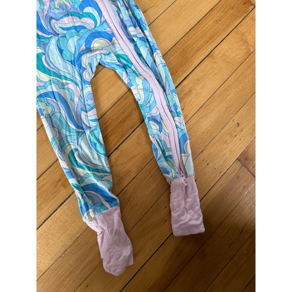 Angel Dear Bamboo Viscose Footie Sleeper Blue Pink Swirl 12-18M